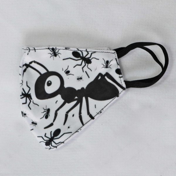 RO Digital Face Mask For Kids Black and White Ants